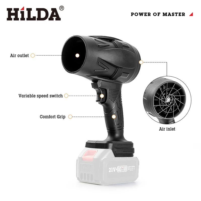 מאוורר נייד HILDA 1000W מפוח אוויר סטורם מהיר ללא צעדים מנקה אבק חשמלי נשק אוויר אכזבה עבור סוללת מקיטה