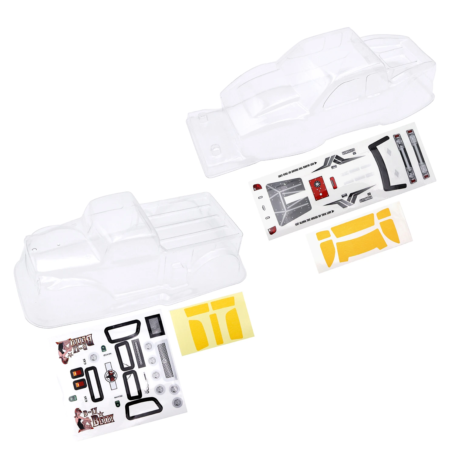 Für SCX24 Kunststoff DIY unlackierte transparente Karosserie mit Aufkleber für 1/24 RC Crawler Auto Axial SCX24 90081 C10 Upgrade-Teile