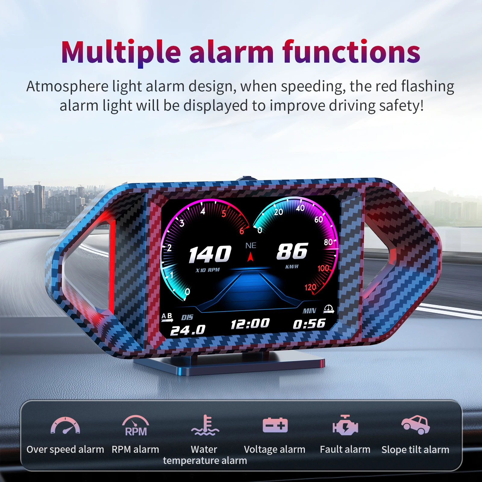 HUD OBD2+GPS 온보드 컴퓨터 헤드업 디스플레이 P26 자동차 타코미터 터보 오일 압력 수온 GPS 속도계 경사계 4X4