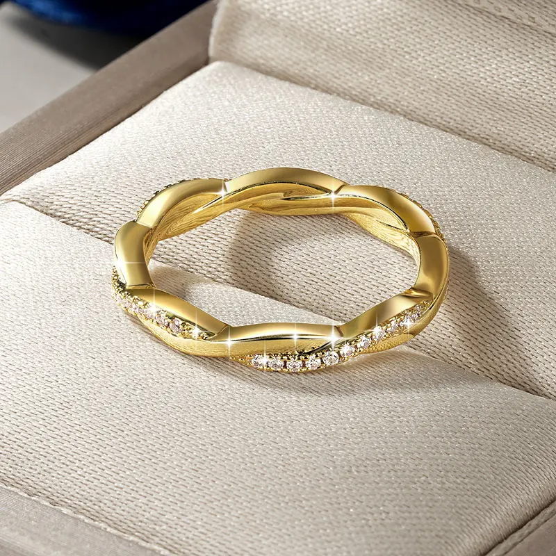 Ehhai GRA-Zertifizierter 1mm Moissanit Gedrehter Ewigkeitsring Verlobungsring für Damen 14K Goldfilled Hochzeits-Feinschmuck Geschenke – Detail 8