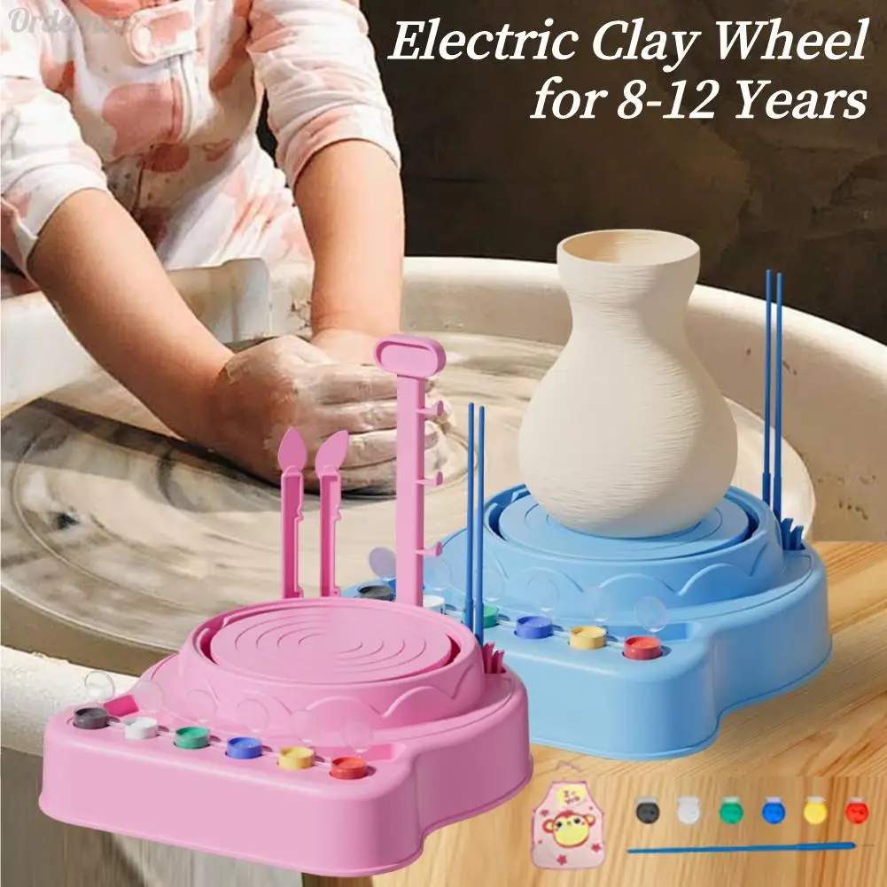 Kids Pottery Wheel Kit Electric Clay Wheel with Clay and Sculpting Tools Pottery Art Turntable Mini for 8-12 Years