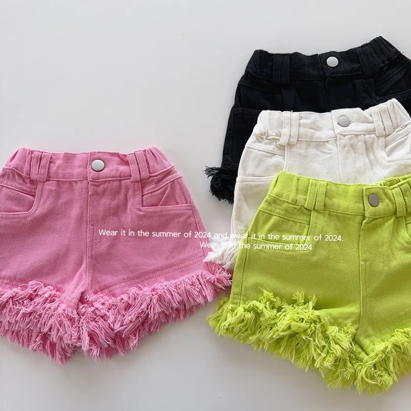 

Summer Girls Hot Shorts Baby Denim Shorts Kids Shorts Toddler Bottoms Children Fashion Bottoms Tassel Cotton 2-7Y