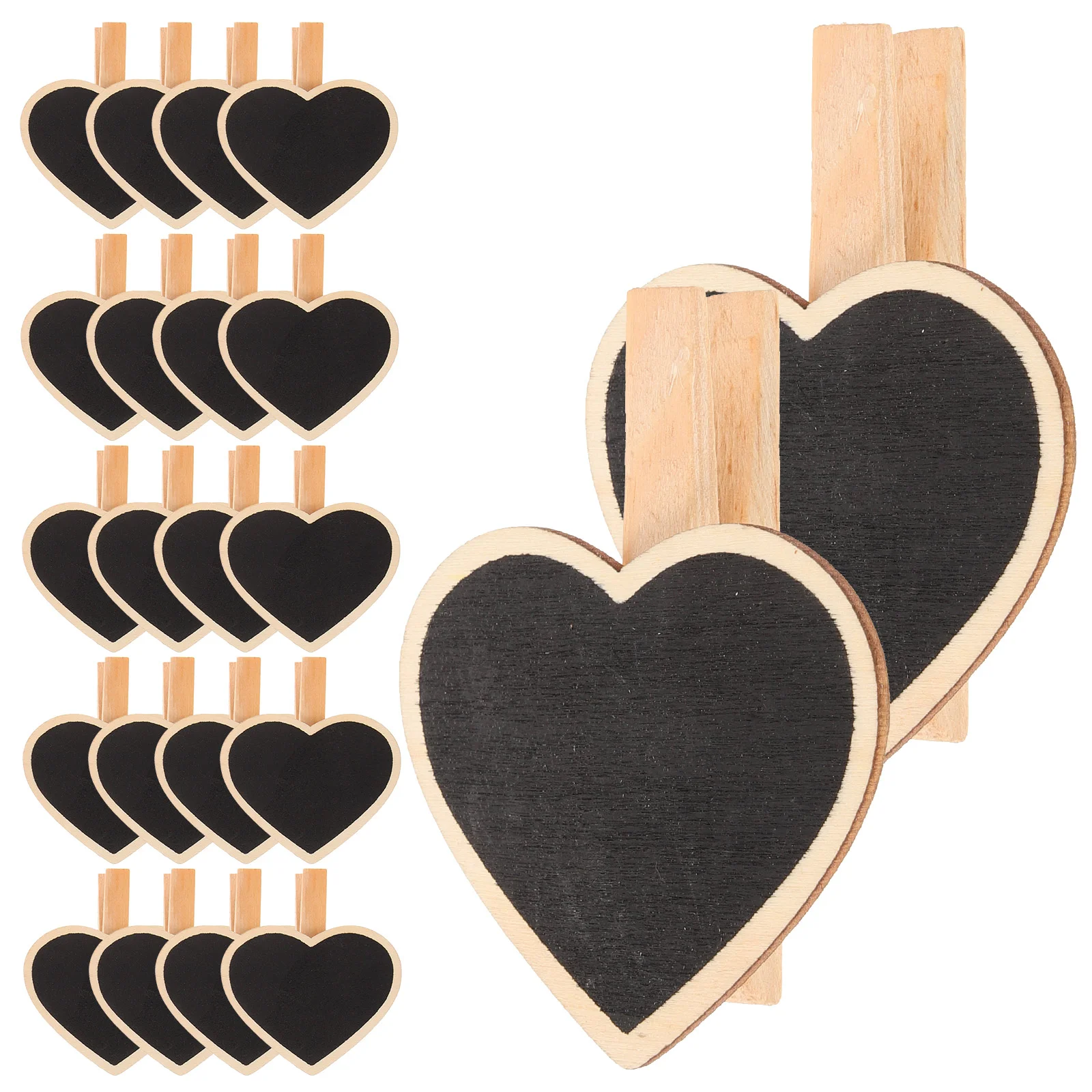 

24 Pcs Tag Photo Holder Mini Wooden Blackboard Clips Cartoon Sticky Notes Chalkboard Message Clamps Decorative