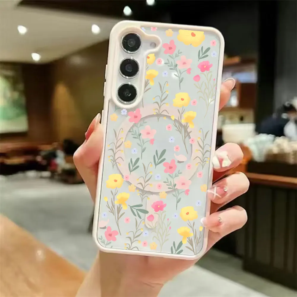 Vibrant Floral Magnetic Phone Case with Soft Edges - Protective Cover