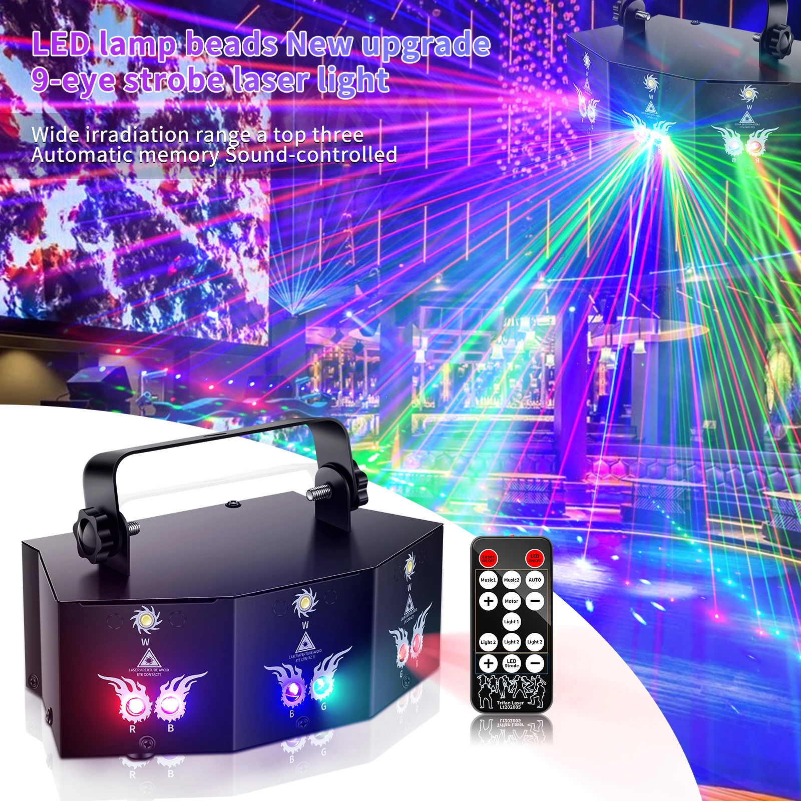 

Beam Patterns Stage Laser Light Projector RGB UV LED Strobe DJ Disco KTV Party Holiday Wedding Lamp DMX512 Sound Control