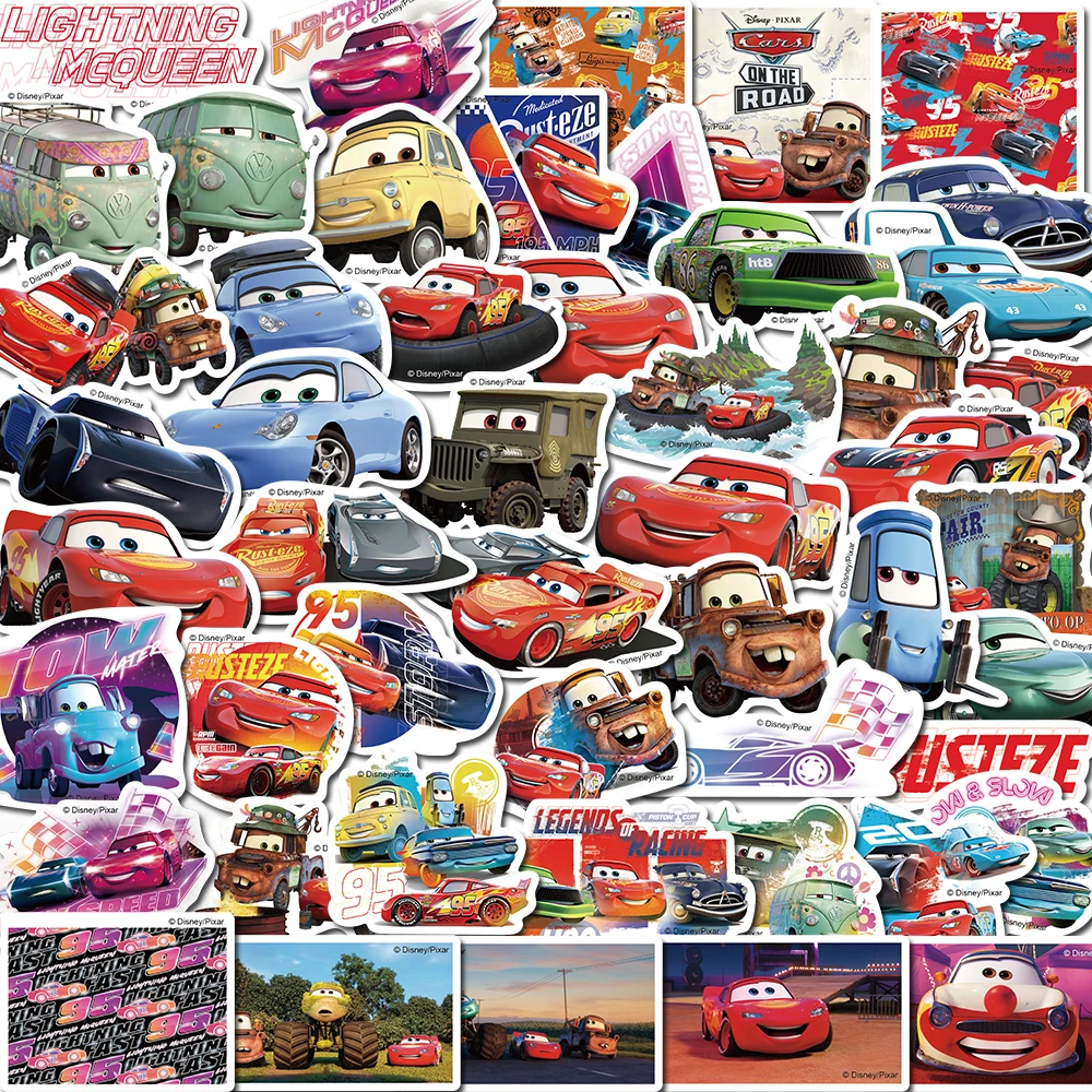 10/30/50Pcs Disney Cute Cartoon Cars Lightning Mcqueen Stickers Impermeabile Laptop Moto Phone Anime Sticker Kid Classic Toy