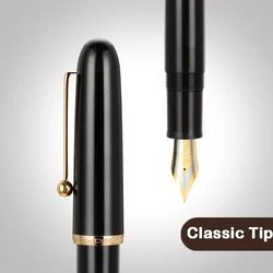 JINHAO Elegant Transparent White Acrylic Fountain Pen - Fine Writing Instrument for Office and School Supplies (Black)