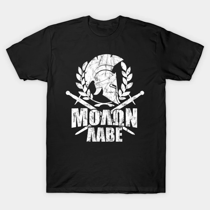 

Wreath of Oak Leaves Spartan Helmet Crossed Sword Molon Labe T-Shirt Summer 100% Cotton O-Neck Short Sleeve Casual Mens T-shirt