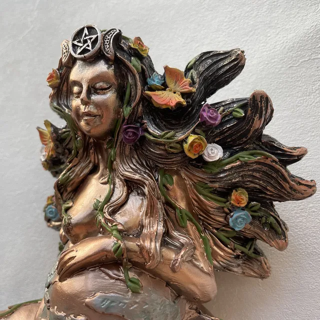 Anya Földi Szobor Gaia Tündér Pillangó Dekoratív Buddha Figura Istennő Gyógyító Csakra Meditáció Mitikus Otthoni Dekoráció - Image 5