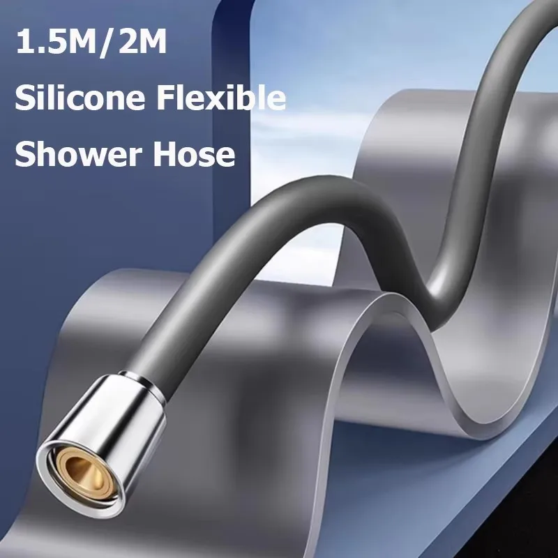 Upgraded1.5/2/3MSiliconeShowerHeadHoseFlexibleAnti-WindingPipeHighPressurePowerfulShowerTubeBathroomAccessories-AliExpress13
