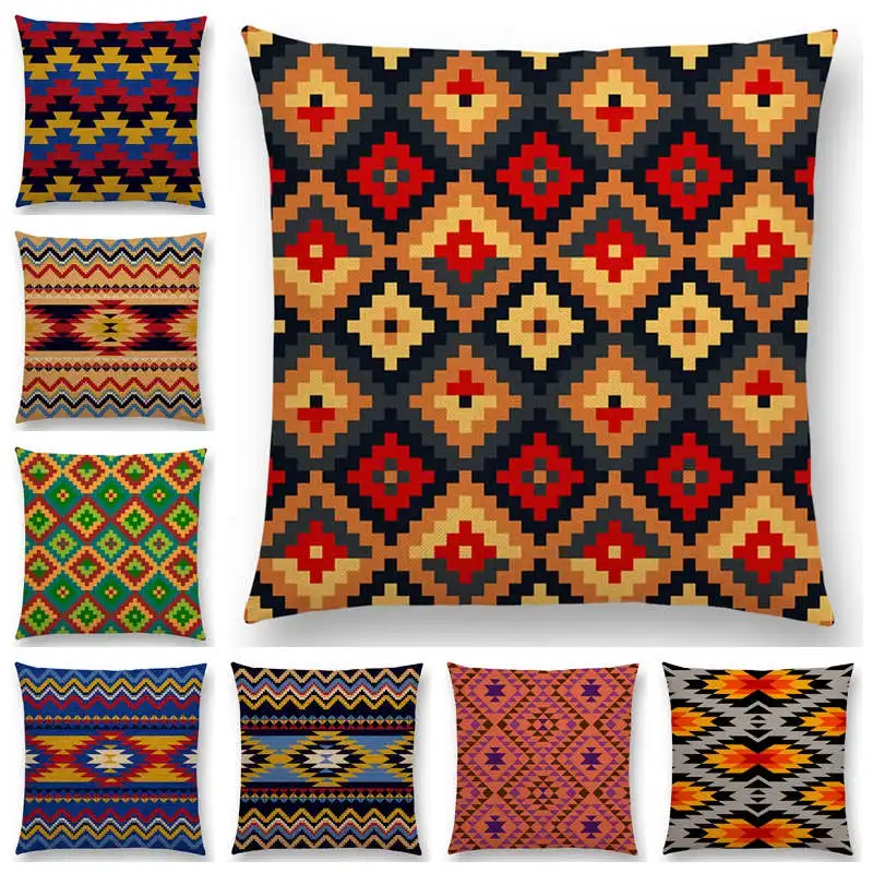 

Colorful Geometric Pattern Square Cushion Cover Pillow Case Decorative Line/cotton Throw Pillows Cushions for Home Decor 45x45cm