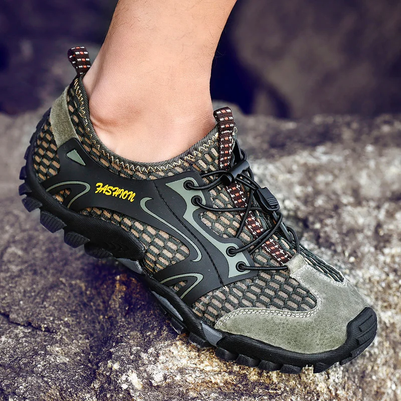 

Summer Breathable Men Hiking Shoes Suede + Mesh Outdoor Camping Sneakers Men Climbing Shoes For Men Sport Shoes