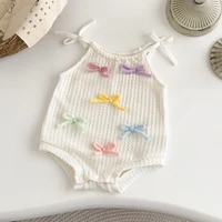 Summer Baby Bubble Romper Newborn Girl Clothing Colorful Bow Tie Strap Jumpsuit New Shorts Crawling Children 0-18M Casual