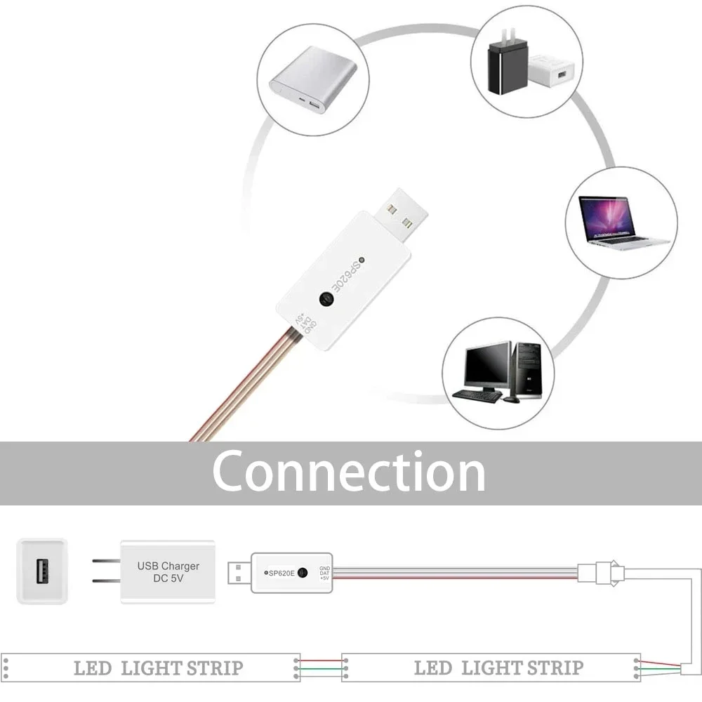 DC5V WS2812 RGB LED Ball Light String Programmable with Controller