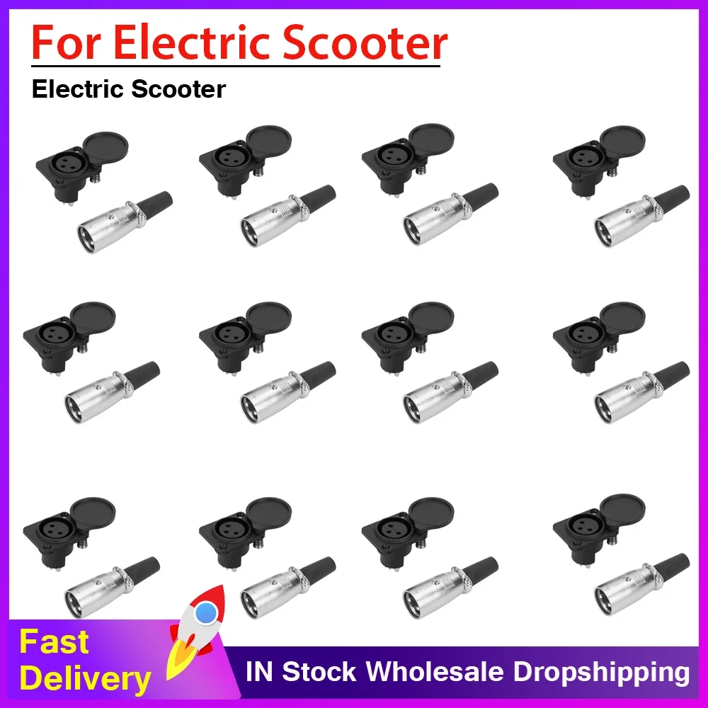 

12 Pairs Battery Charger Port 3 Pin XLR 3Prong Plug Adapter Port Charging Cable for Electric Scooter Electric Wheelchair