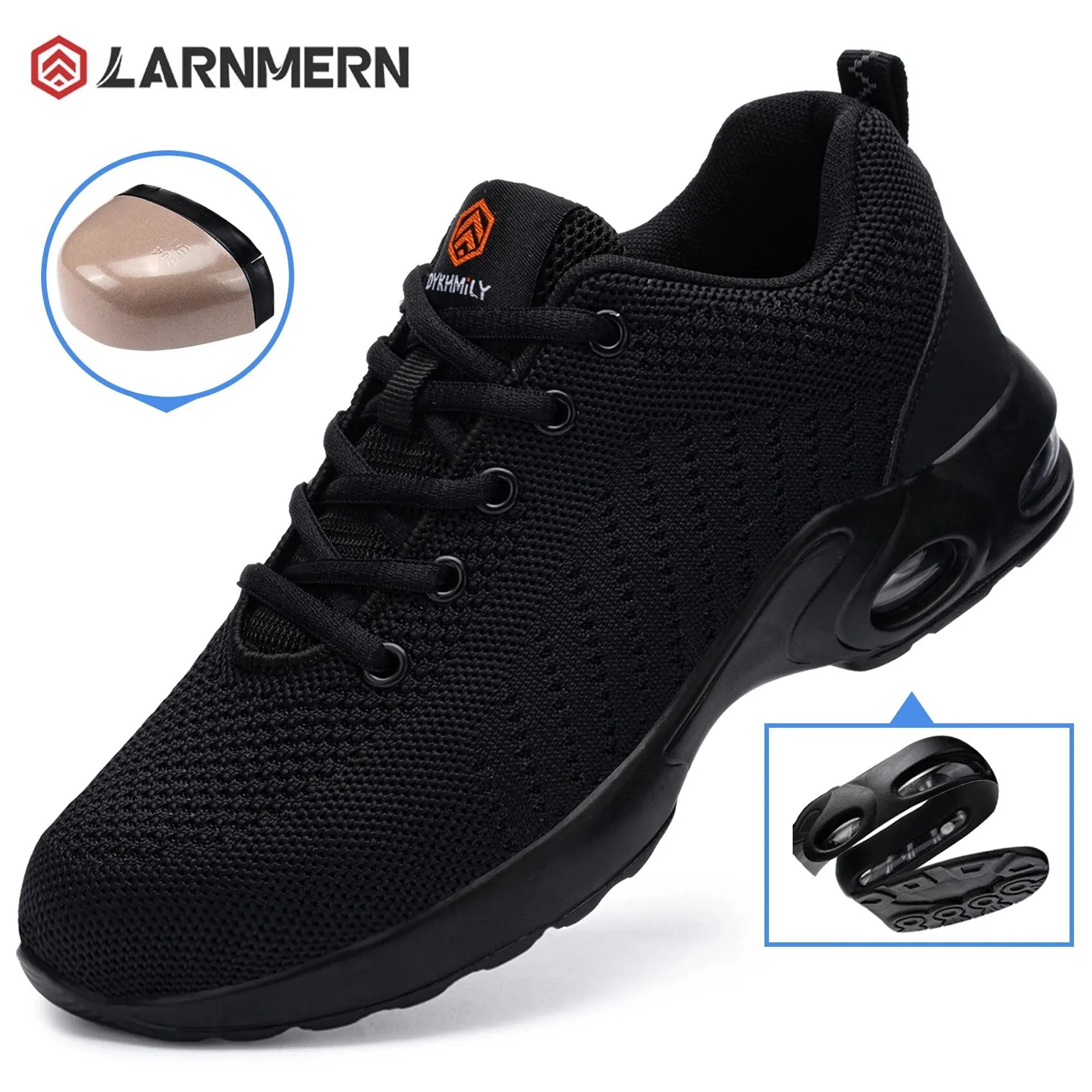 Scarpe antinfortunistiche LARNMERN per donna scarpe con punta in acciaio antiscivolo Sneakers da lavoro con cuscino d'aria traspirante