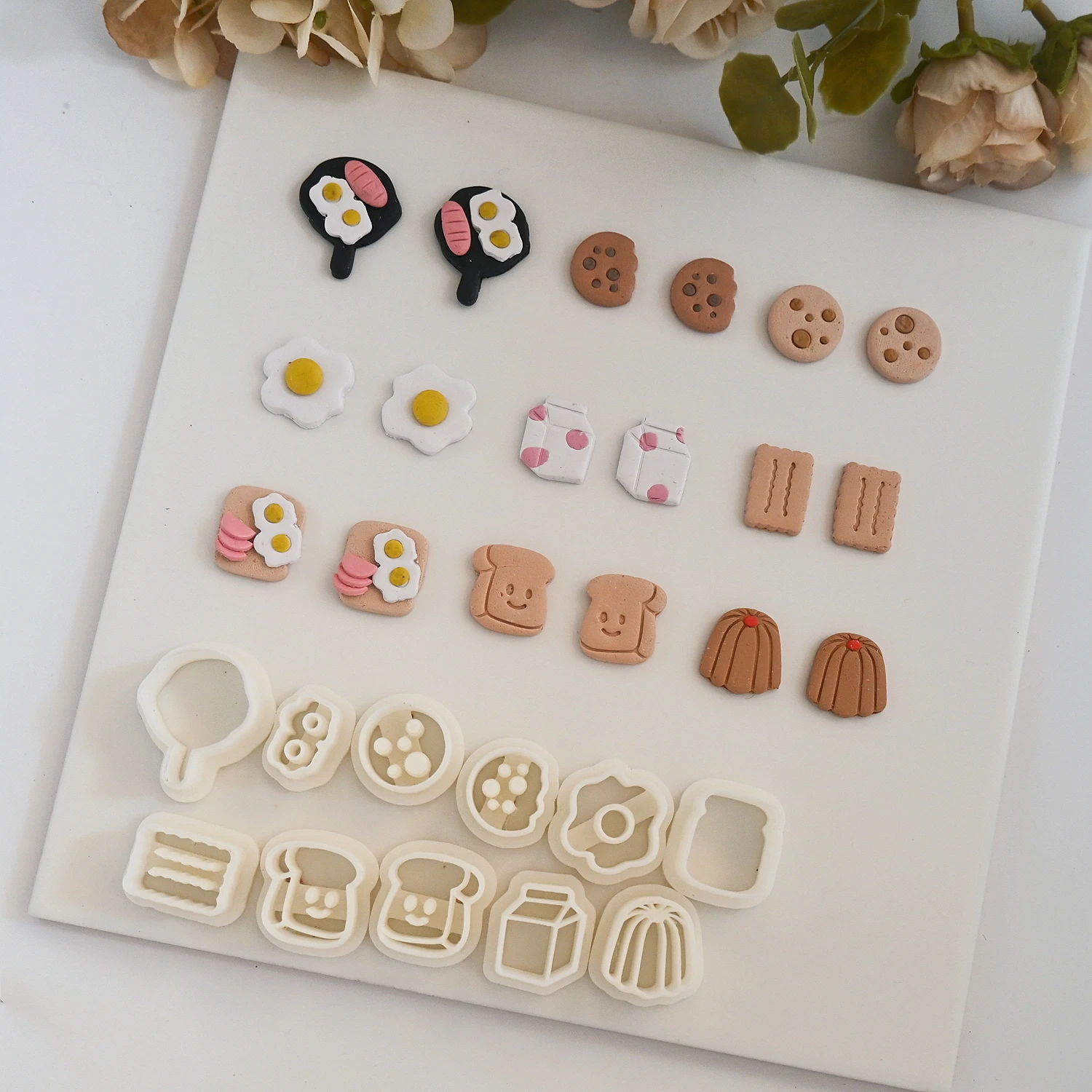 Breakfast/Bread/Eggs/ Biscuits/Milk Polymer Clay Cutter Clay Tool Diy Earring Pendant Jewelry Molding Cutting Mold Ceramic Tool