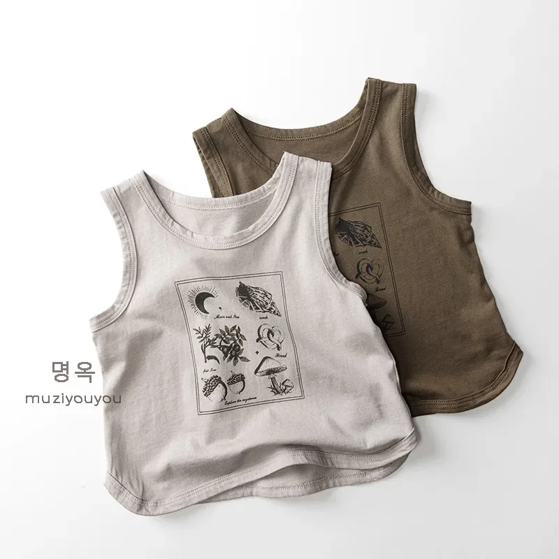 Children's Vest 2025 Summer New Item for Boys and Girls Korean Version Sleeveless Loose T-shirt Children's Clothing Clothing