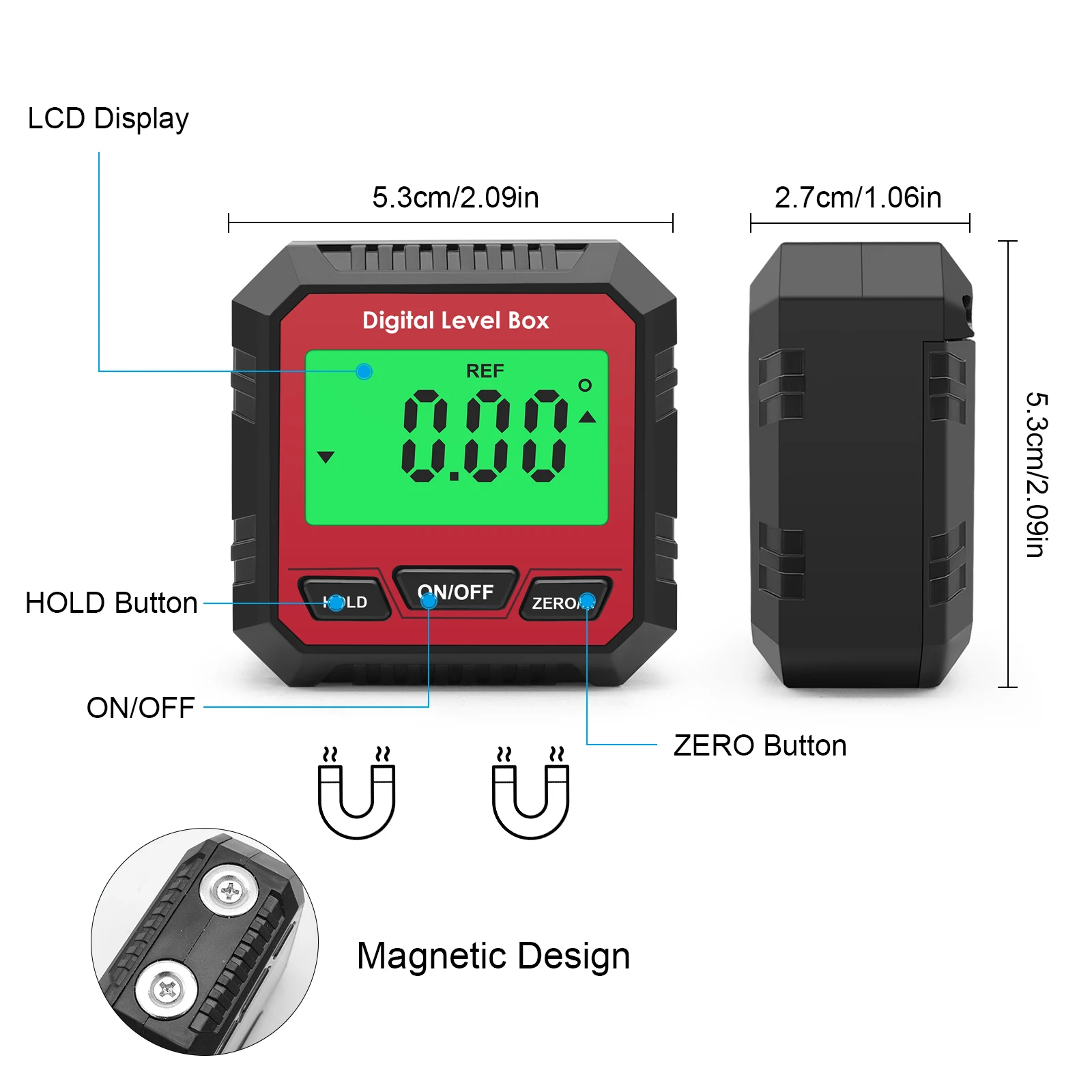 디지털 전자 각도기 경사계 범용 각도 파인더 도구, 목재 가공 및 자동차 수리용 정밀 베벨 각도기