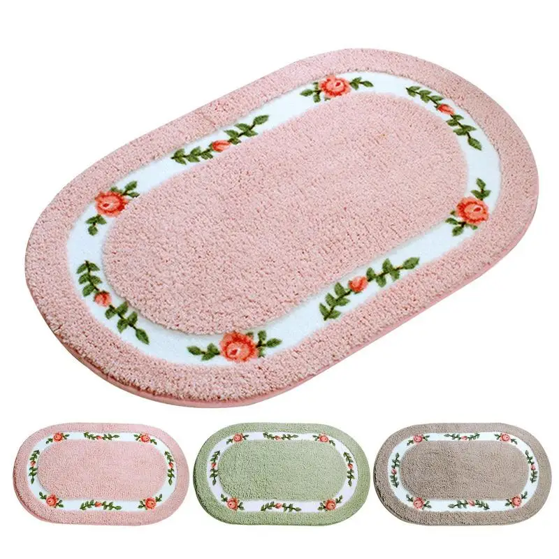 

Water Absorbent Bathroom Non Slip Entrance Bathroom Rug Anti Skid Soft Quick Dry Bedroom Floor Mat Spring Kitchen Carpet Mat