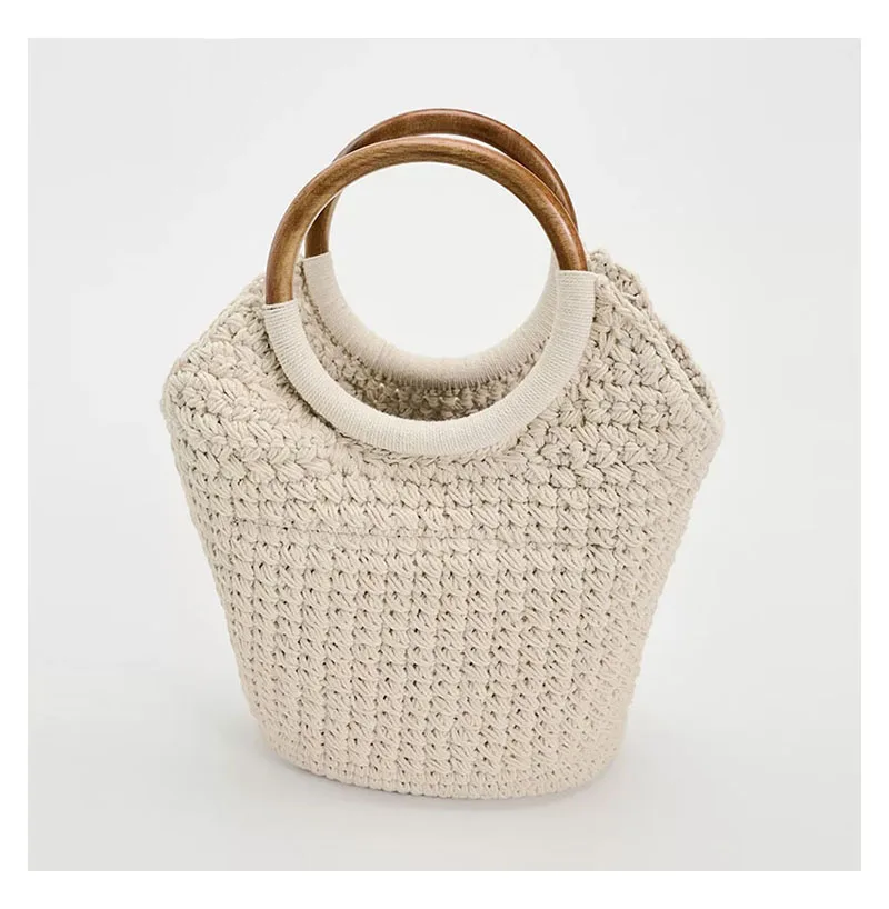 Women Hand Woven Shoulder Bag Solid Color Vacation Straw Handbag Hollow Woven Braid Bag Female Travel Commute Shoulder Bag