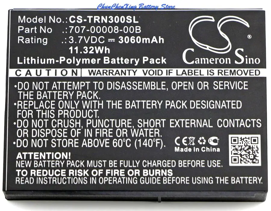 Batteria Cameron Sino 3060Mah Per Trimble Juno 3A, Juno 3B, Juno 3D, Juno 3C, Juno 3, Juno 3E, Tnj31, 96410-00