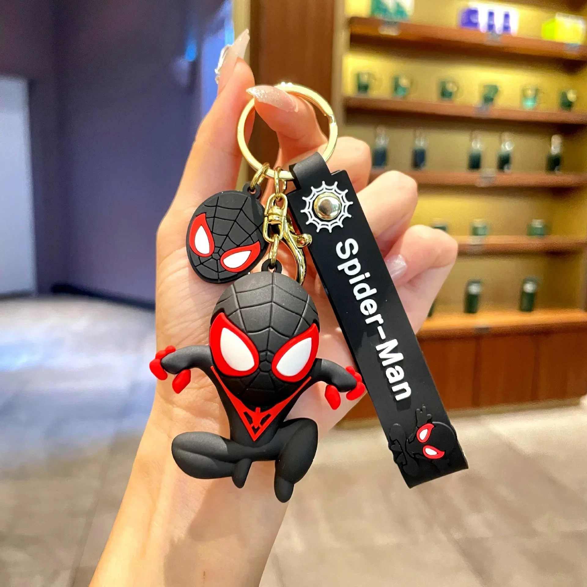 

Black Spider Man Silicone Key Ring Cartoon Anime Keychain Car Pendant Phone Bag Hanging Jewelry Gifts for Kids