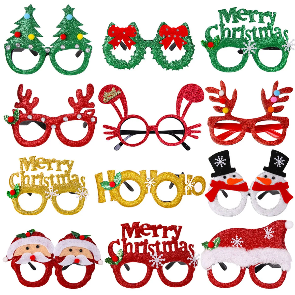 6pcs Santa Claus Xmas Tree Elk Paper Glasses Frame Christmas Party Glasses Photo Prop Christmas decorations new year Navidad kids gift
