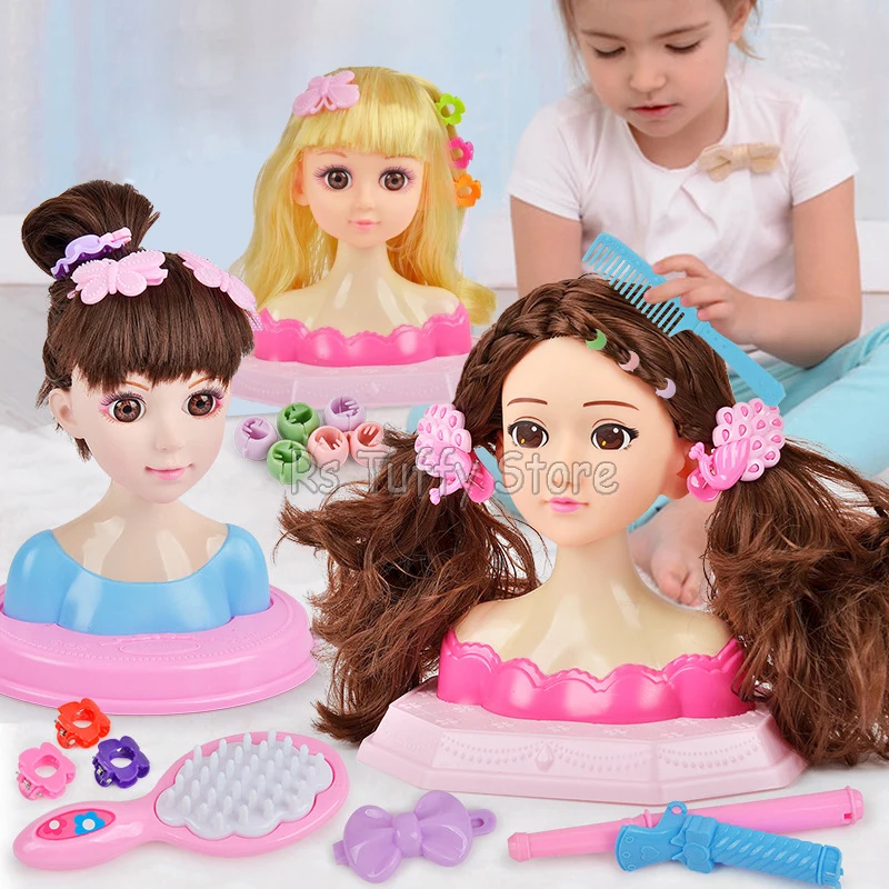 Boneca cabeça para o estilo de cabelo para crianças 35 pçs boneca cabelo beleza  vestir-se salão de beleza conjunto fingir jogar brinquedo com acessórios  para o cabelo para crianças - AliExpress