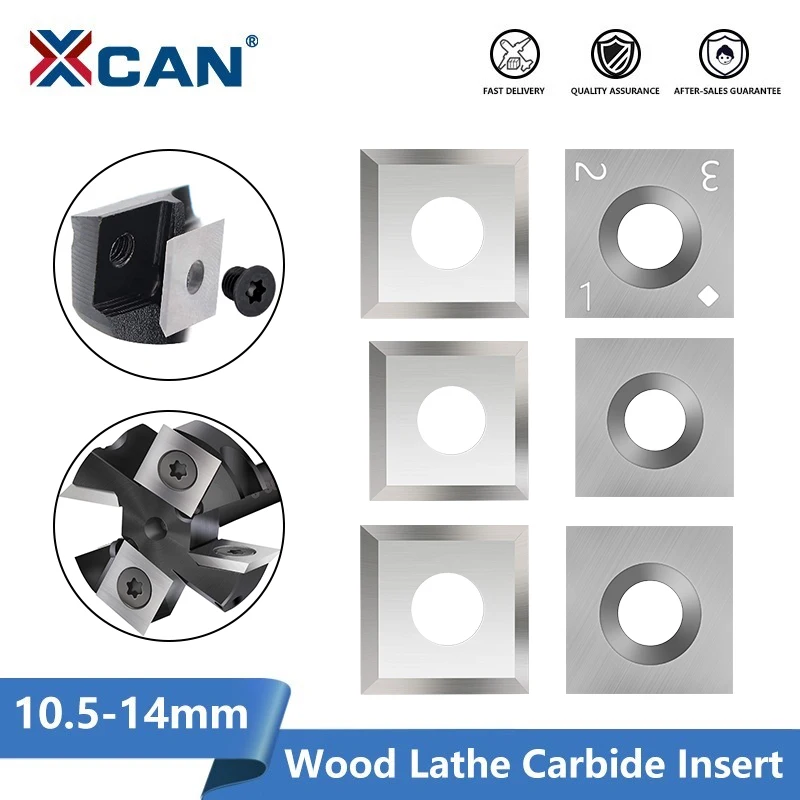 XCAN Hartmetall Einfügen Slab Cutter für Holz Hobel Bit 12x12x2.2/10,5x10,5 x2.2/14x14x2mm Spoilboard Auftauchen Router Bit Einfügen