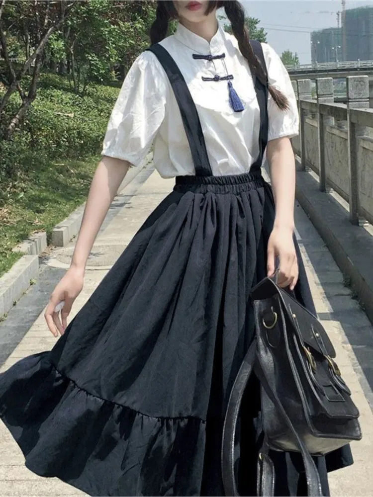 Japanese College High-Waist Show Thin Mid-Length Ruffled Student fairy dress tea party lolita dress sweet lolita doll Lolita Dress,Lolita Suspender Dress,Lolita Cosplay Costumes,Suspender Dress