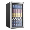 Beverage Refrigerator and Cooler, 126 Can Mini Fridge with Glass Door, Small Refrigerator with Adjustable Shelves 1