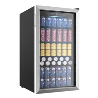 Beverage Refrigerator and Cooler, 126 Can Mini Fridge with Glass Door, Small Refrigerator with Adjustable Shelves 1