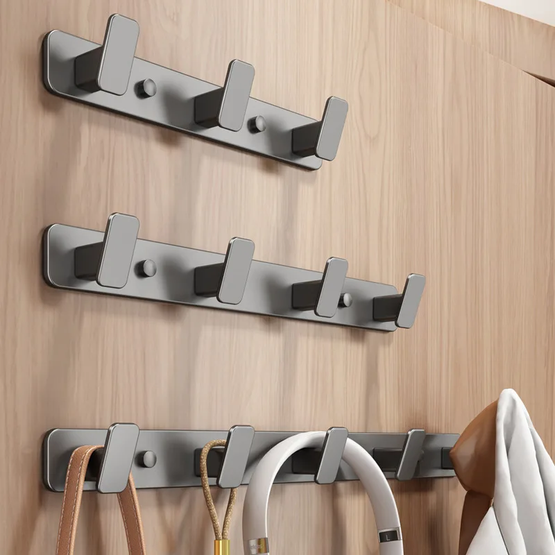 Space Aluminum Gun-Grey Hook Bathroom Towel Hook Living Room Door Back Clothes Rack Simple Storage Hanger for Home Hardware