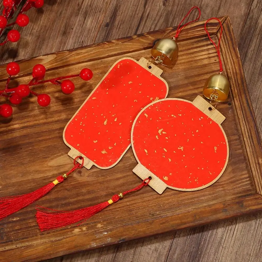 2pcs Wooden Chinese New Year Decoration Traditional with Tassel Spring Festival Decor Red Wall Hanging Ornament Wall Decoration