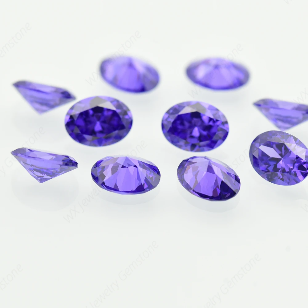 

Oval Shape Cut Size 2x3~18x25mm 5A Violet CZ Stone Synthetic Gems Loose Cubic Zirconia For Jewelry Wholesale Free Shipping