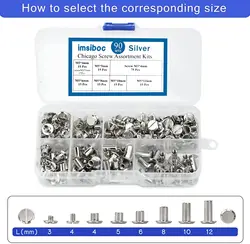Versatile Chicago Screws Kit - 6 Sizes of Round Flat Head Leather Rivets for DIY Crafting and Bookbinding (Antique silver)