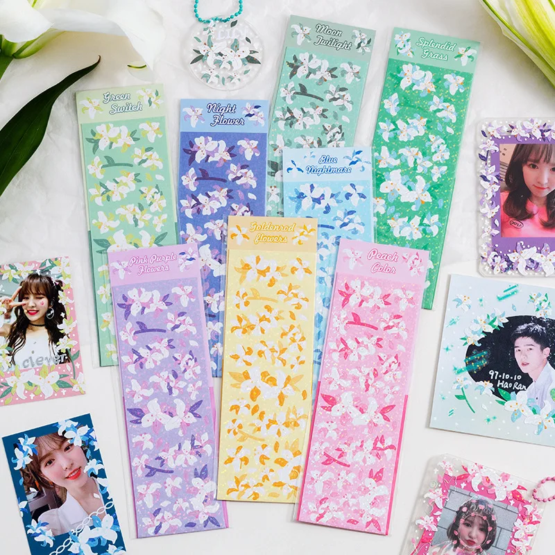 8pcs Cute Korean Sticker Flower Pvc Waterproof Idol Photocard Album