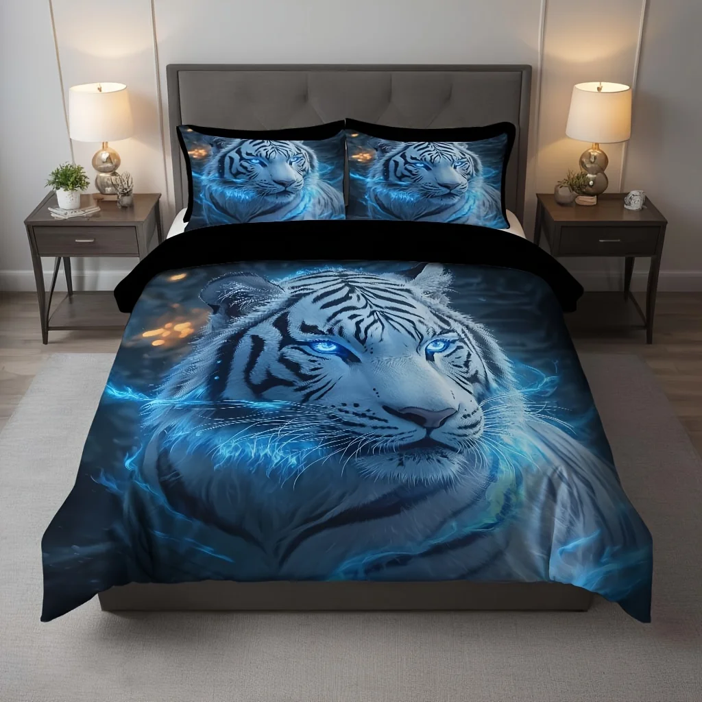 2pcs/3pcs Duvet Cover Set (1 Duvet Cover + 1pc/2pcs Pillowcase,Without Core),3D handsome and elegant blue background