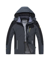 Men's Waterproof Windproof Outdoor Jacket for Hiking, Camping, and Sports Activities (Dark Grey)
