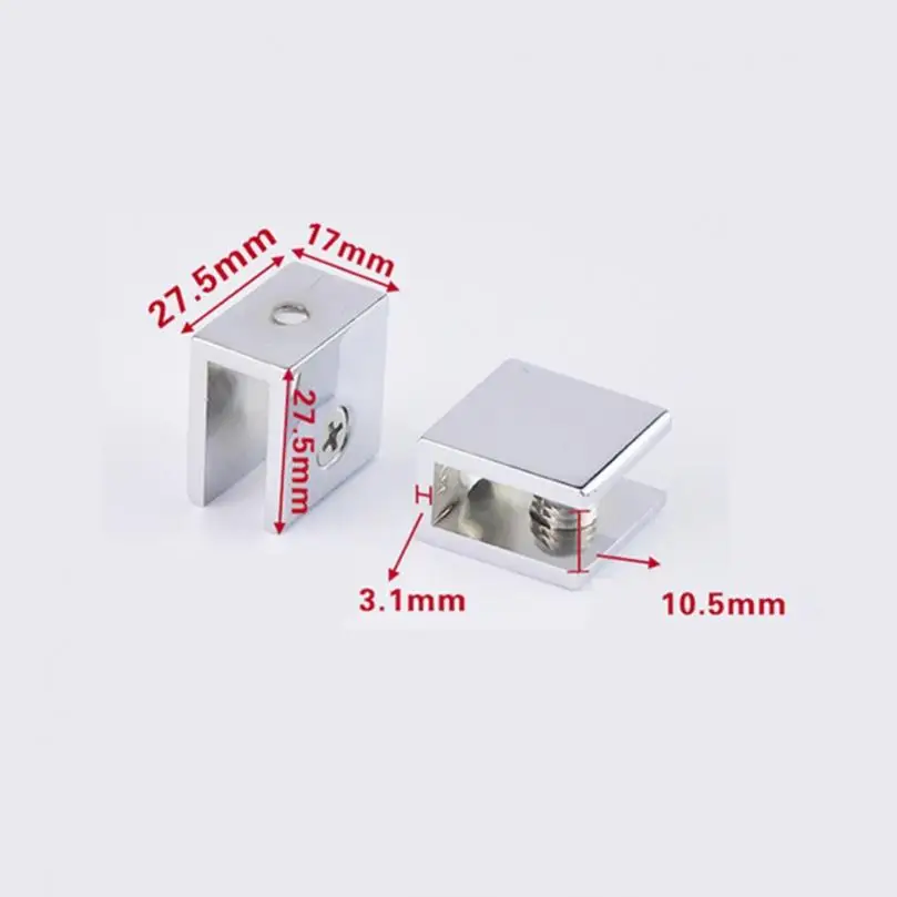 Zinc Alloy Glass Clips Adjustable Wall Mounted Glass Shelf Clamp Bracket 6-10mm Holder Clips Clamp