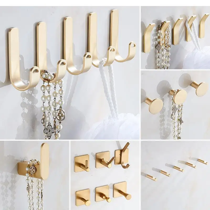 

Роскошная медная вешалка для одежды, крючок для ванной комнаты без отверстий, настенный крючок для хранения полотенец, крючок, аксессуары, Органайзер