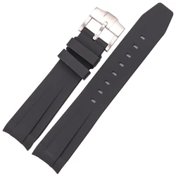 Multicolor Soft Silicone Diving Watch Strap with Curved End - 20mm - 20mm (Black)