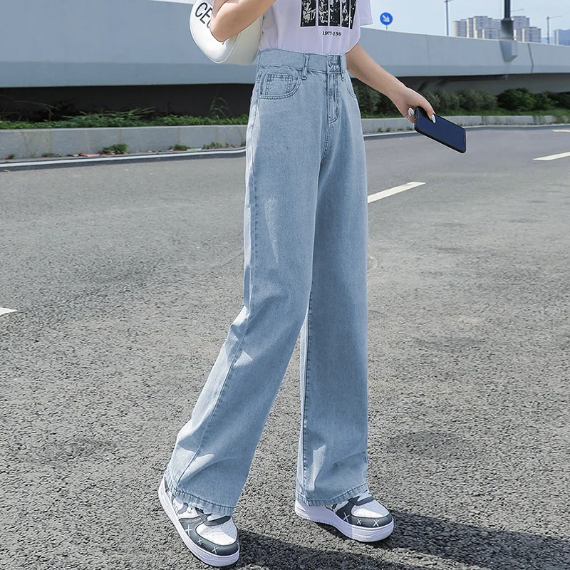 

Fashion Y2K Jean Femme Wide Leg Pants High Waist Jeans Woman Boyfriends Cowboy Washed Casual Comfort Denim Woman Trousers