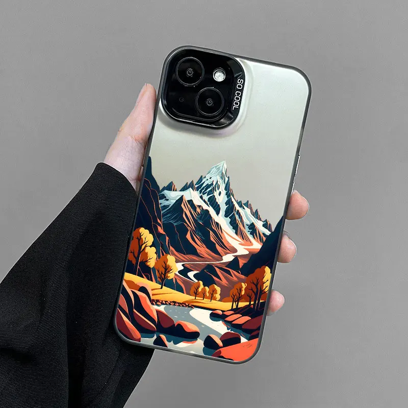 Berglandschafts-Spitzenlandschaft Handyhülle für iPhone 14 13 12 11 Pro Max Mini 17 16 15 Pro Max Plus Stoßfeste Laser-Rückabdeckung – Detail 3