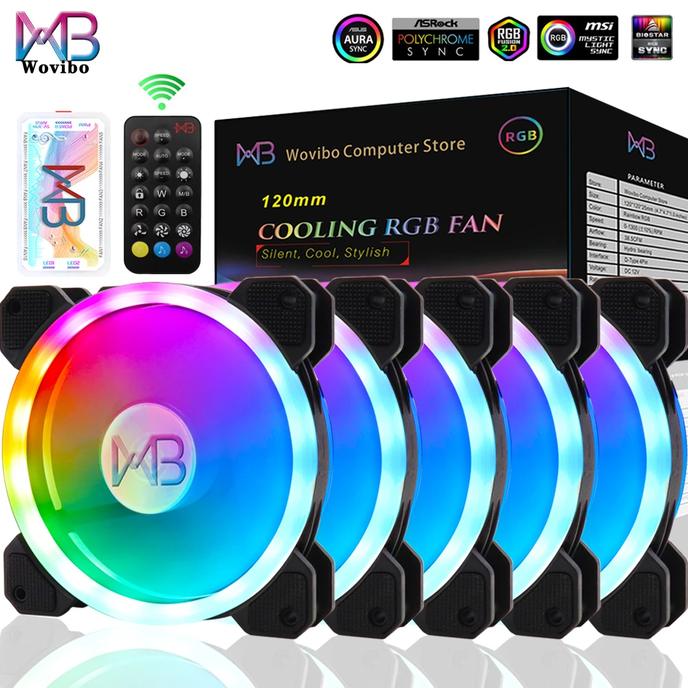 Ventilador para Caixa do Computador pc Cooler Led Rgb Ajustável 12cm Mute Ventilador 5v dc Ventiladores Argb Ajustar Velocidade Aura Sync 6pin 120 mm