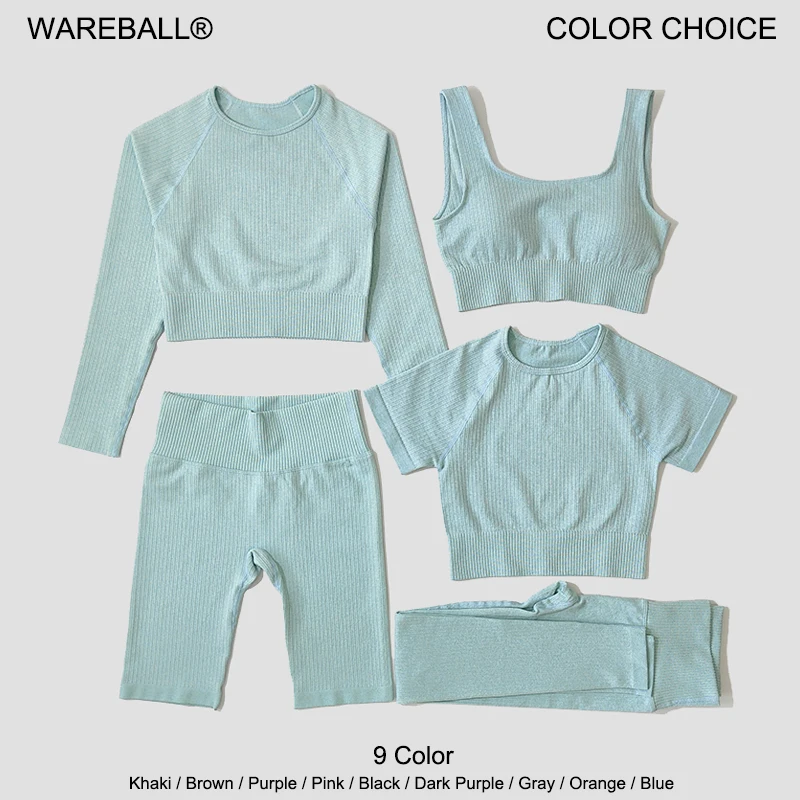 Yoga Set Women's Seamless Sportswear Workout Clothes Athletic Wear Gym Legging Fitness Bra Crop Top Long Sleeve Sports Suits