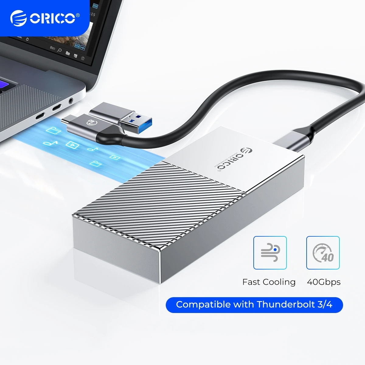 Orico Usb4 Nvme Ssd Enclosure 40Gbps Pcie3.0X4 Alluminio M.2 Ssd Caso Compatibile Con Thunderbolt 3 4 Usb3.2 Usb 3.1 3.0 Tipo-C