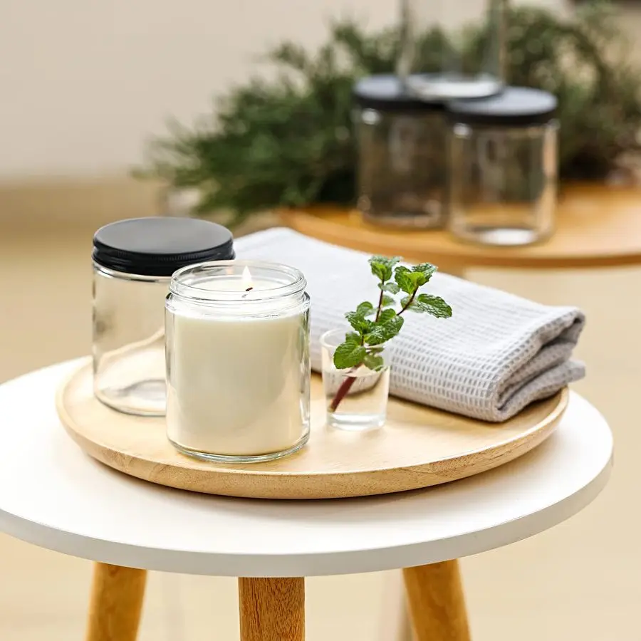 Pack, 8 OZ Thick Glass Jars with Metal Lids, Clear Round Candle Making Jars,Empty Food Storage Containers, Mason Canning Jar For