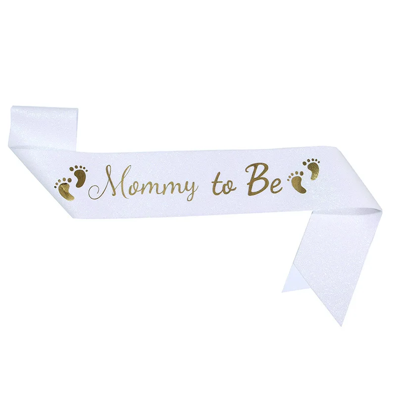 Glitter Satin Sash Set for Expectant Parents - Baby Shower & Gender Reveal Party Decoration